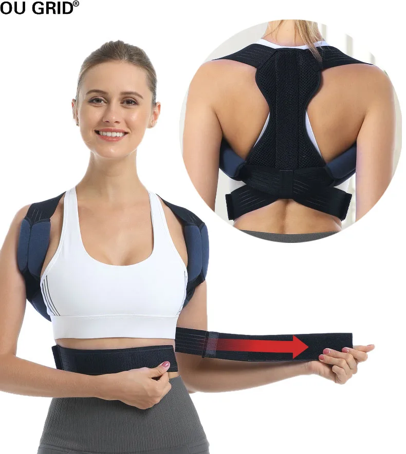 Регулируемый Корректор осанки для спины поддерживающий плечо дышащий материал