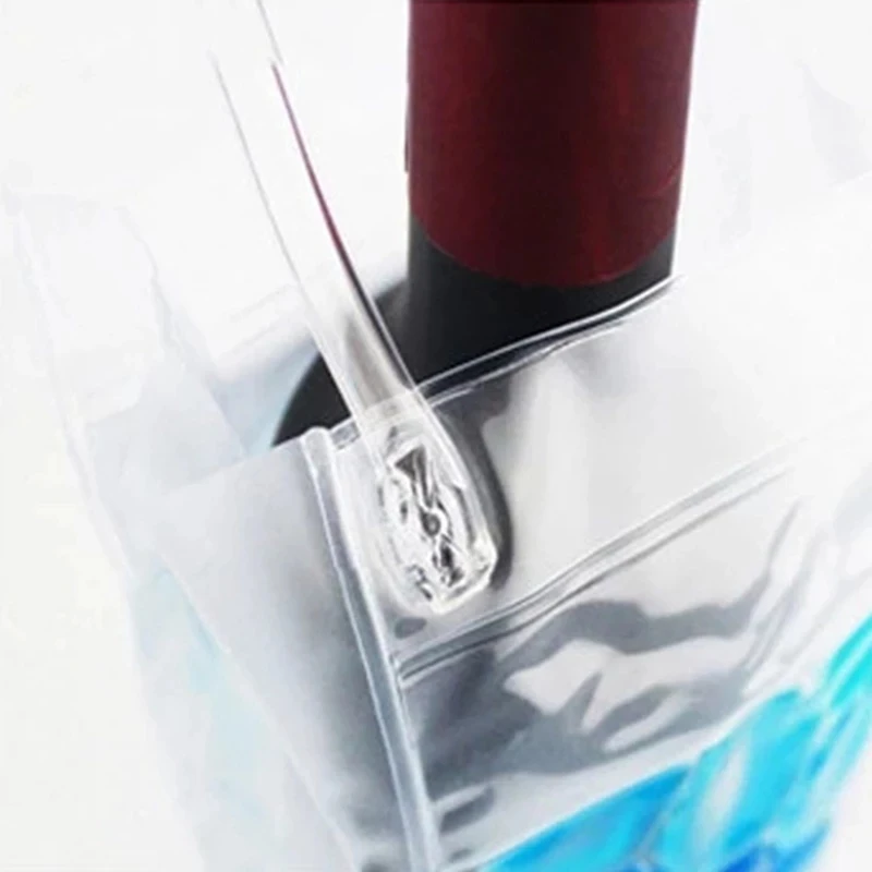PVC Leakproof Ice Bag ECO Friendly Transparent Ice Pack Portable Bucket Wine Bottle Chiller with Carry Handle Ice-Cold Tools