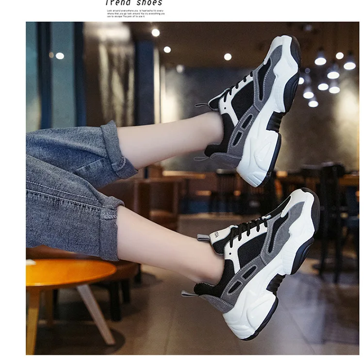 Женская Повседневная обувь из сетчатого материала на танкетке; Zapatillas; модные кроссовки на массивной платформе для женщин; кроссовки на платформе; белые кроссовки