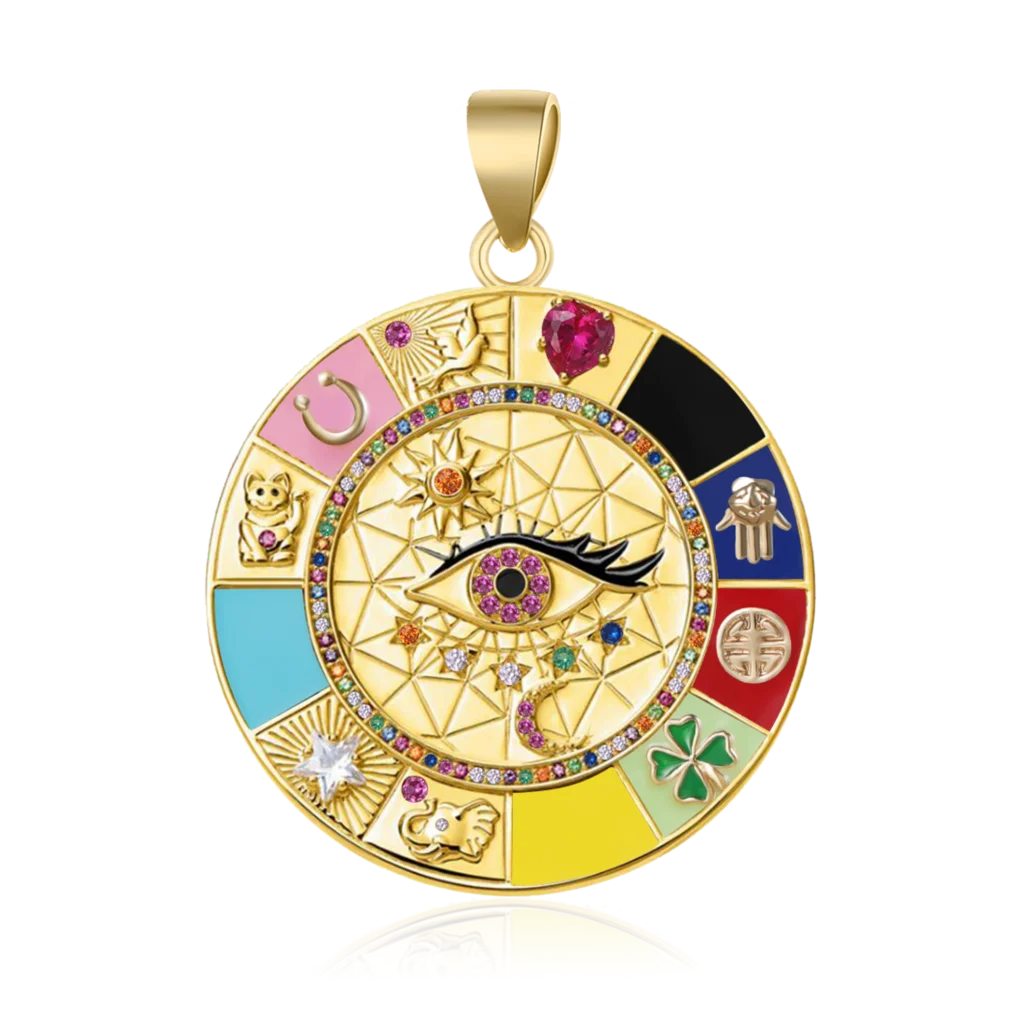 JuyaDIYLuxuryMulticolorCubicZirconiaEnamelGreekEvilEyeCharms