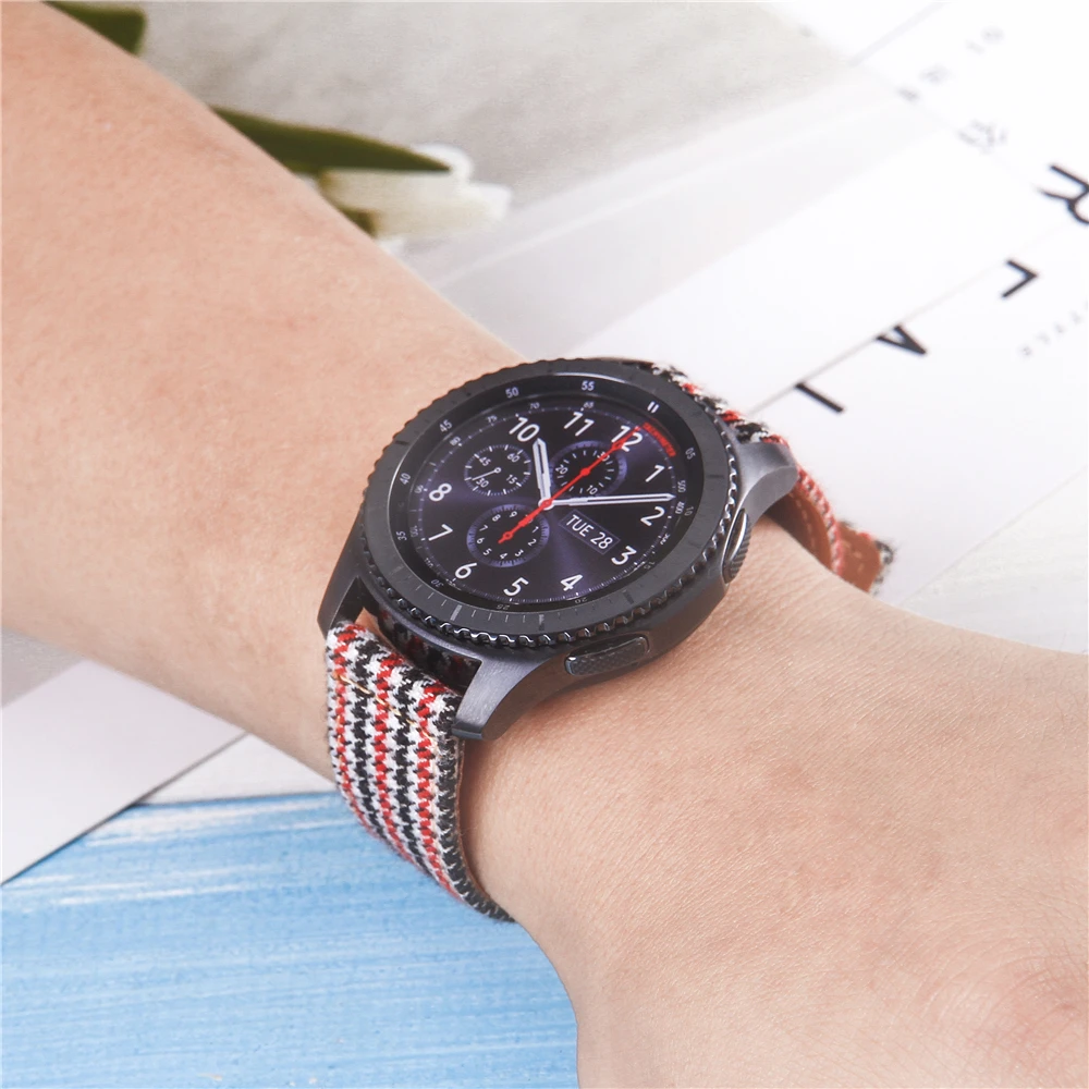 20 мм 22 мм холщовый ремешок для часов Galaxy Watch 46 мм нейлоновый кожаный быстросъемный ремешок для часов Galaxy Watch Active gear S3 полосы