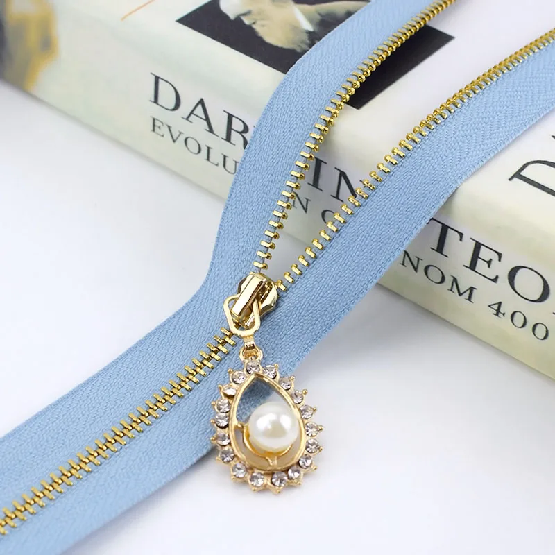 light blue 2/5 шт Meetee 3# металлическая молния 40/50/60/70 см с открытым концом с золотыми зубьями, застежка-молния для пошива сумок кошелек пуховик, куртка, юбка, Костюмы аксессуар - Цвет: light blue