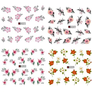 

50Sheets/Lot Mix Styles Flower Abstract Art Stickers Water For Nails Manicure Decals DIY Lavender Transfer Stickers Art Nai T3U8