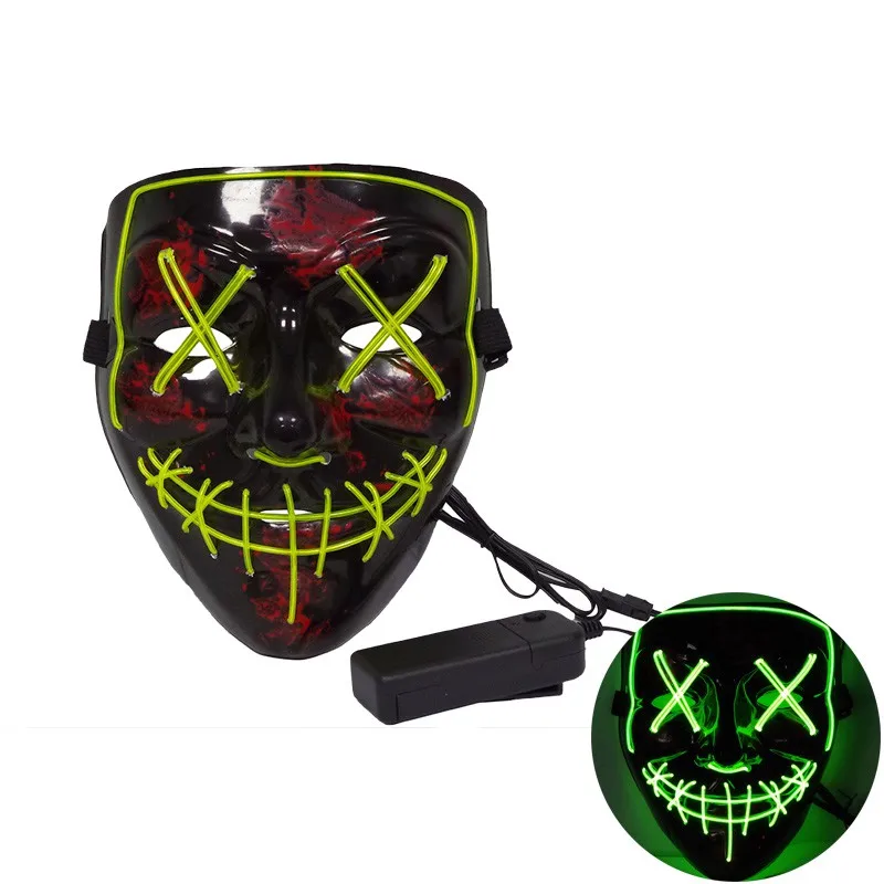 Fluorescent green Год, косплей, светодиодный светильник, маска для костюмированной вечеринки, подходит для праздника, костюмированной вечеринки, Хэллоуина - Цвет: Fluorescent green