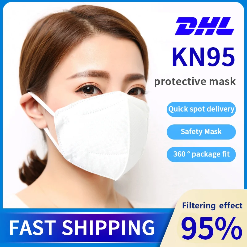 

50PCS KN95 Mask Anti Dust Face Mask Dustproof Anti-fog Flu PM2.5 4-Layer Face Masks Mouth Mask 95% Filtration Fast Delivery
