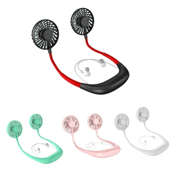 

Hands-Free Hanging Neck Fan with Bluetooth Headphone 2000MAh USB Rechargeable Wearable Aroma Fan