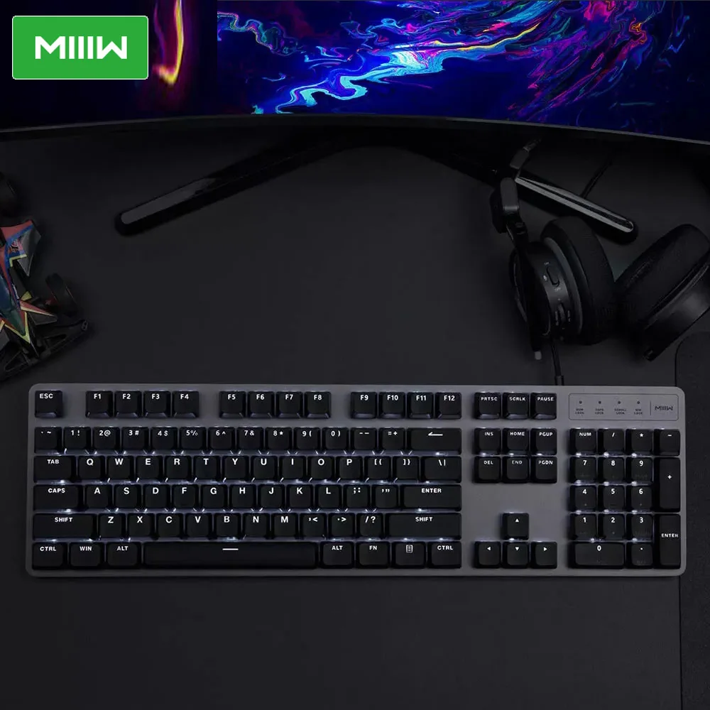 MIIIW игровая механическая клавиатура 600K 104 клавиши красный переключатель USB