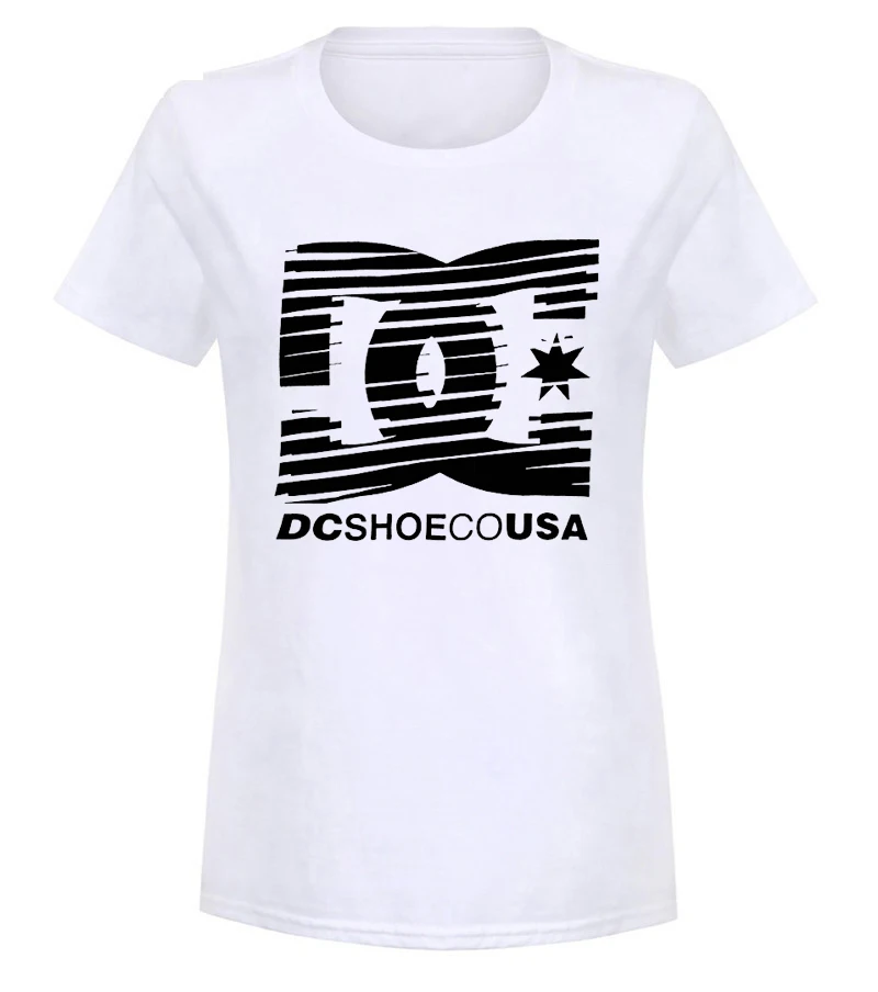 Women White DC Shoe Co USA Challenger, Мужская футболка, хлопковая Футболка с принтом, футболки с коротким рукавом, топы с круглым вырезом, футболки, Harajuku, уличная одежда - Цвет: Women White