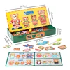 Christmas Bear Family Dress-Up Wooden Puzzles Toys Magnetic Jigsaw Change Clothes Sorting Matching Game Children Montessori Toys 6