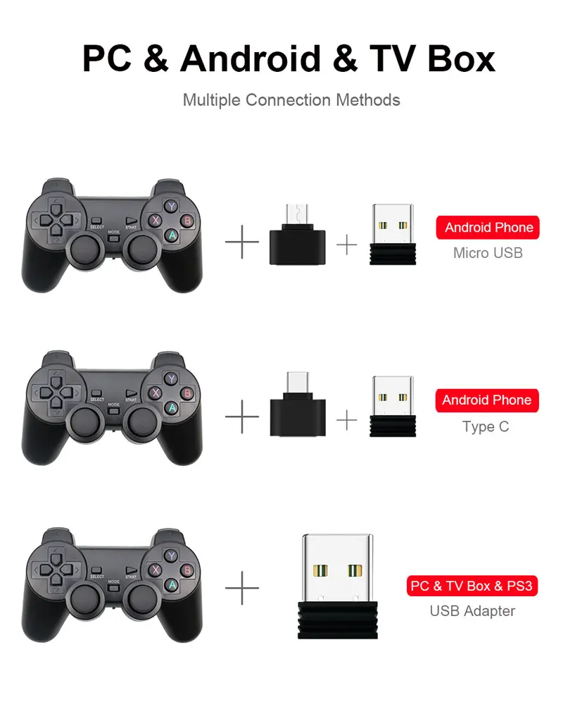 Wireless Gamepad For Android Phone/PC/PS3/TV Box Joystick 2.4G USB Joypad PC Game Controller For Xiaomi Smart Phone