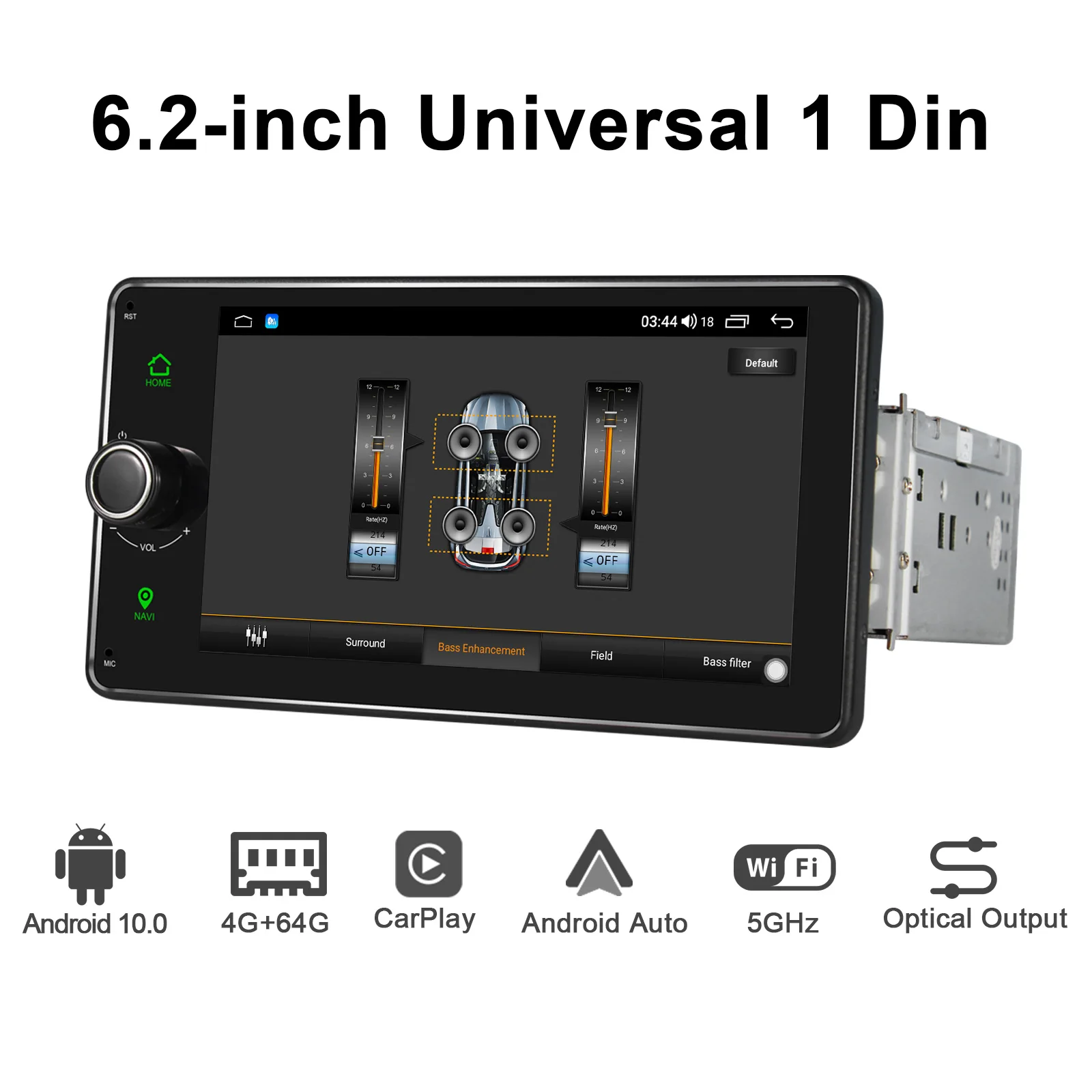 JOYING Car Radio Pantalla 1 din Android 10 Autoradio Stereo 6.2