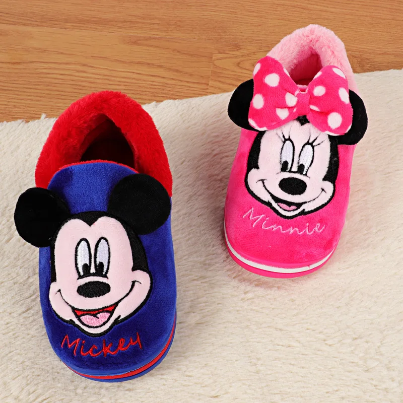 Disney/Детская Хлопковая обувь; Новинка года; зимняя теплая обувь для мальчиков; домашние тапочки из хлопка; обувь для родителей и ребенка; европейские размеры 24-39; Микки