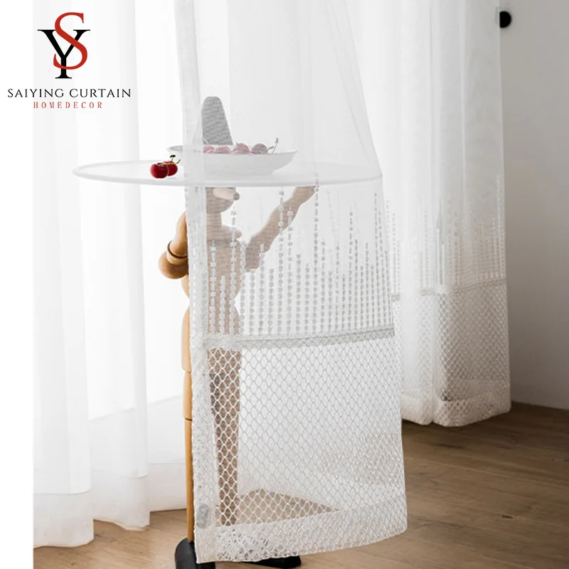 Современные вышитые тюлевые занавески для спальни белые прозрачные Занавески