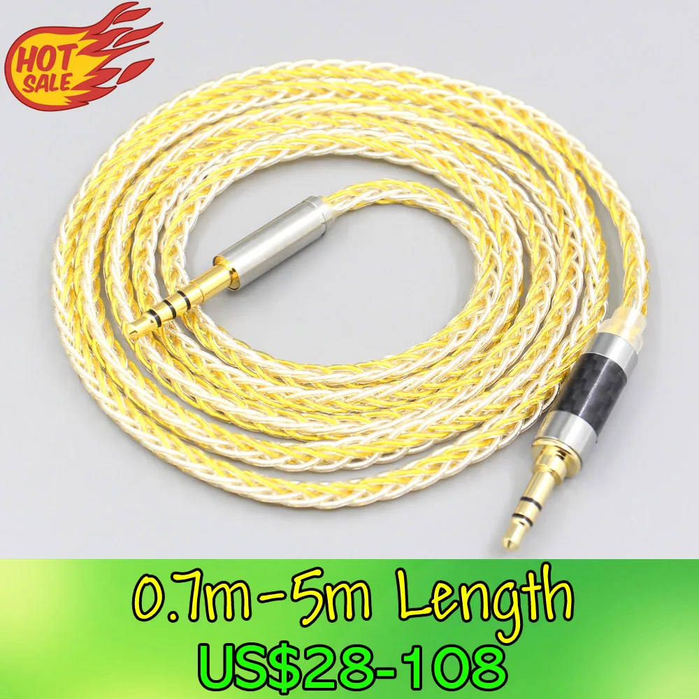 

8-жильный Серебристый позолоченный плетеный кабель для наушников LN007334 для наушников Fostex T60RP T20RP T40RPmkII T50RP
