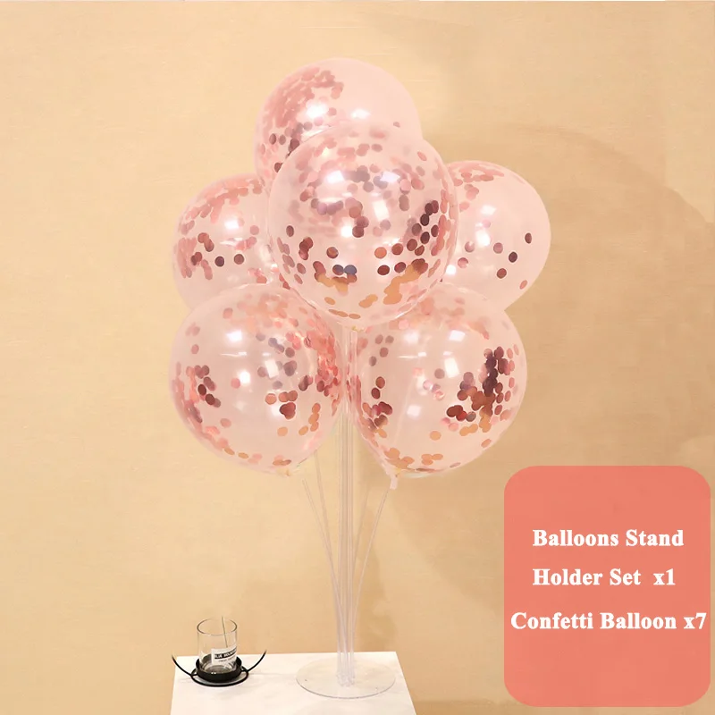 rose gold set 1 7 Tubes Balloons Stand Holder Column Wedding Table Decorations Bachelorette Party Baby Shower Its a Boy Girl Birthday Supplies - Цвет: rose gold set 1