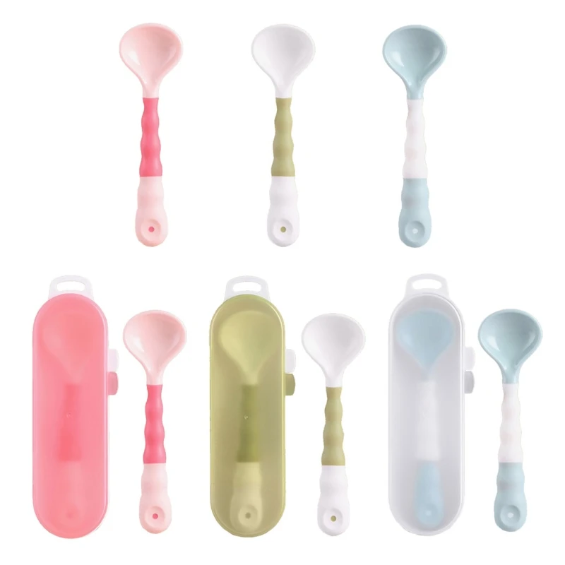 Q81A Baby Bendable Silicone Spoon Toddlers Feeding Training Tableware BPA Free Self-Feeding Learning for Infant | Мать и ребенок