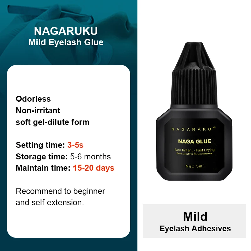 mild glue NAGARAKU, 5 мл, Новое поступление, клей для наращивания ресниц, высокое качество, быстро сохнет, длительное время, клей для ресниц - Цвет: mild glue