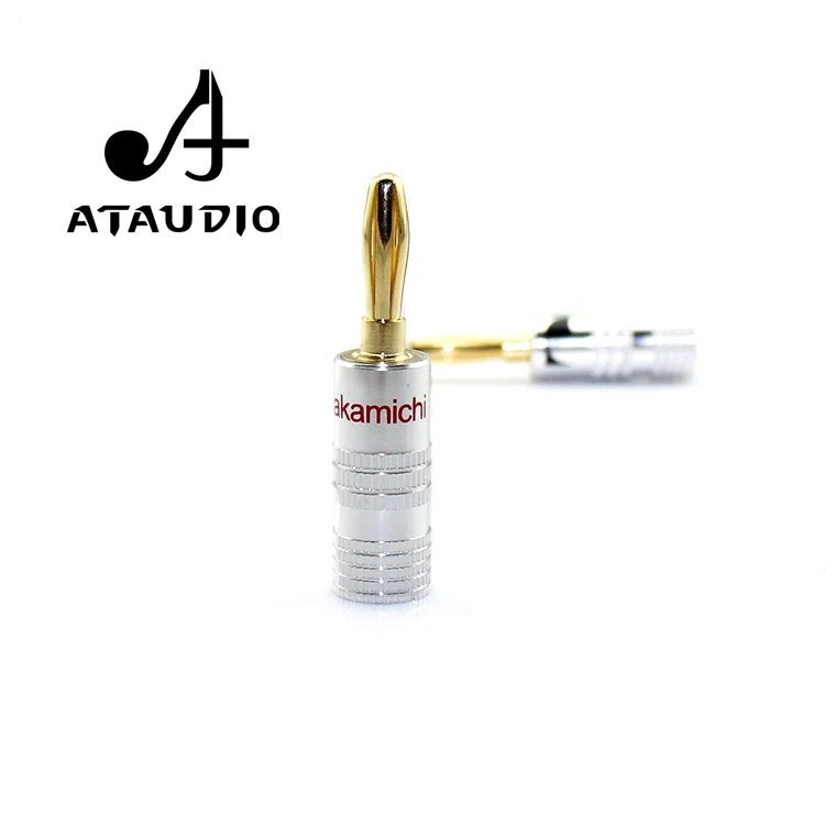ATAUDIO 4 шт. Hifi Nakamichi Банановый штекер высококачественный позолоченный 24K