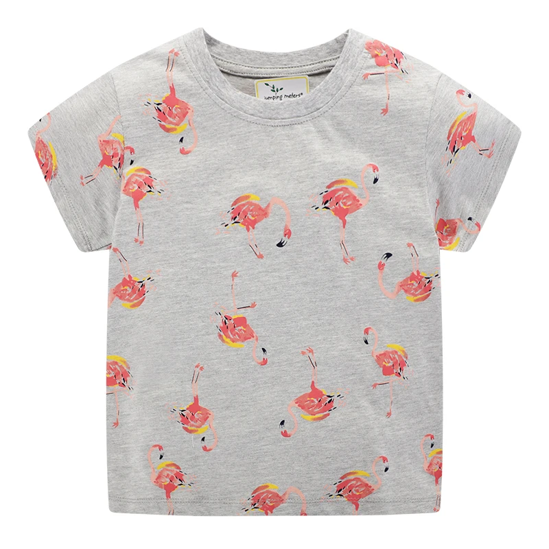 Футболка Enfant Fille/Летняя футболка из хлопка рубашка с динозаврами жирафа, модный детский топ с принтом животных, футболка для маленьких девочек От 2 до 7 лет