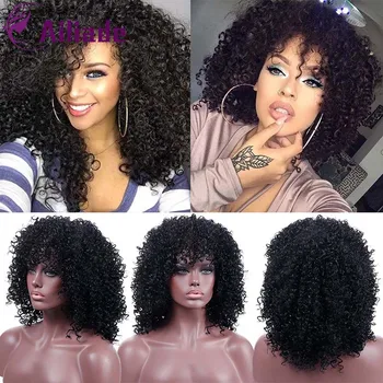 

AILIADE 14Inch Black Red Afro Kinky Curly Synthetic Wig for Women Heat Resistant Fiber African Fluffy Wigs