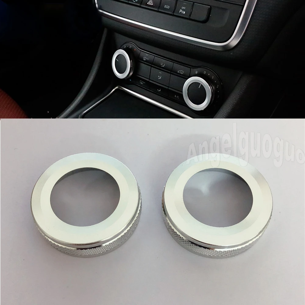 Fit for Mercedes Benz A/B/CLA/GLA-class car style 2Pcs Air Conditioning Knob Cover Decoration Ring Trim Aluminum Alloy