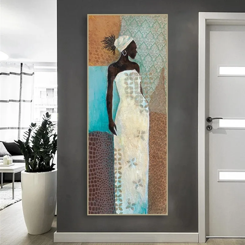 

Vintage Africa Black Woman Canvas Painting Posters and Prints Wall Art Picture Aisle Living Room Bohemian Decor Cuadros