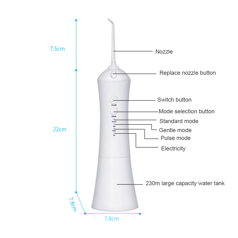 Интеллектуальный ирригатор для полости рта USB Перезаряжаемый водный Flosser Портативный зубная водная струя водонепроницаемый очиститель для зубов 230 мл резервуар для воды
