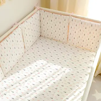 

High Quality 6PCS Baby Crib Bumper Removable Breathable Pure Cotton Crib Liner Bed Fence For Sleeping