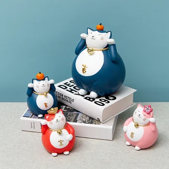 

Nordic Lucky Cat Figurines Home Bedroom Desktop Resin Cute Big Belly Cat Children Toy Birthday Wedding Gift Decoration Ornaments