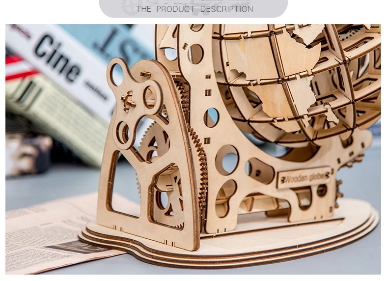 Деревянный глобус головоломка 3D DIY механический привод модель Трансмиссия вращающиеся головоломки для сборки украшения дома и офиса игрушки