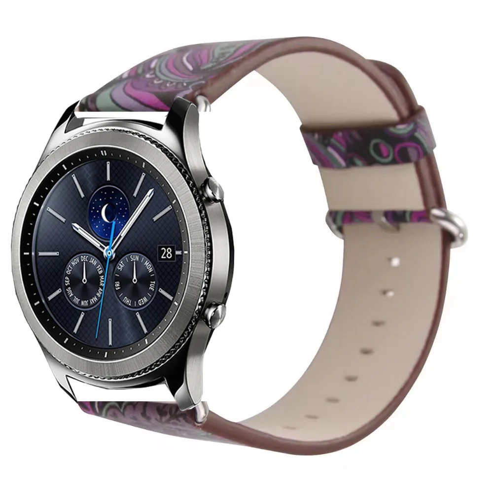 Ремешок с цветами для galaxy watch 46 мм кожаный браслет s3 amazfit 3/2s/1/pace GTR zenwatch Ticwatch 1 pro huawei