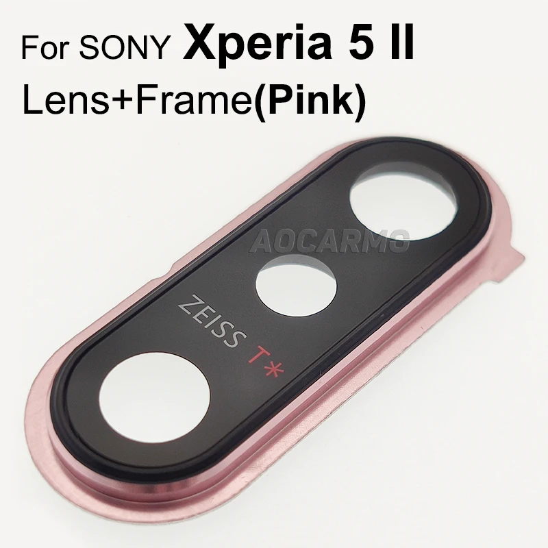 Aocarmo Rear Back Camera Lens Len Glass With Metal Frame Ring Adhesive For Sony Xperia 5 X5 J8210 J9210 5II ii SO-52A SOG02 