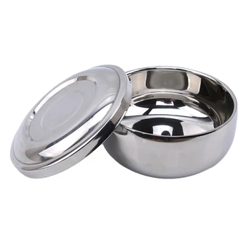 

1pc Superior 2020 New Big 10cm Fashion Heigh Quality Stainless Steel Double Layer Cup Shaving Cup Lid For Shaving Brush Hot Sale