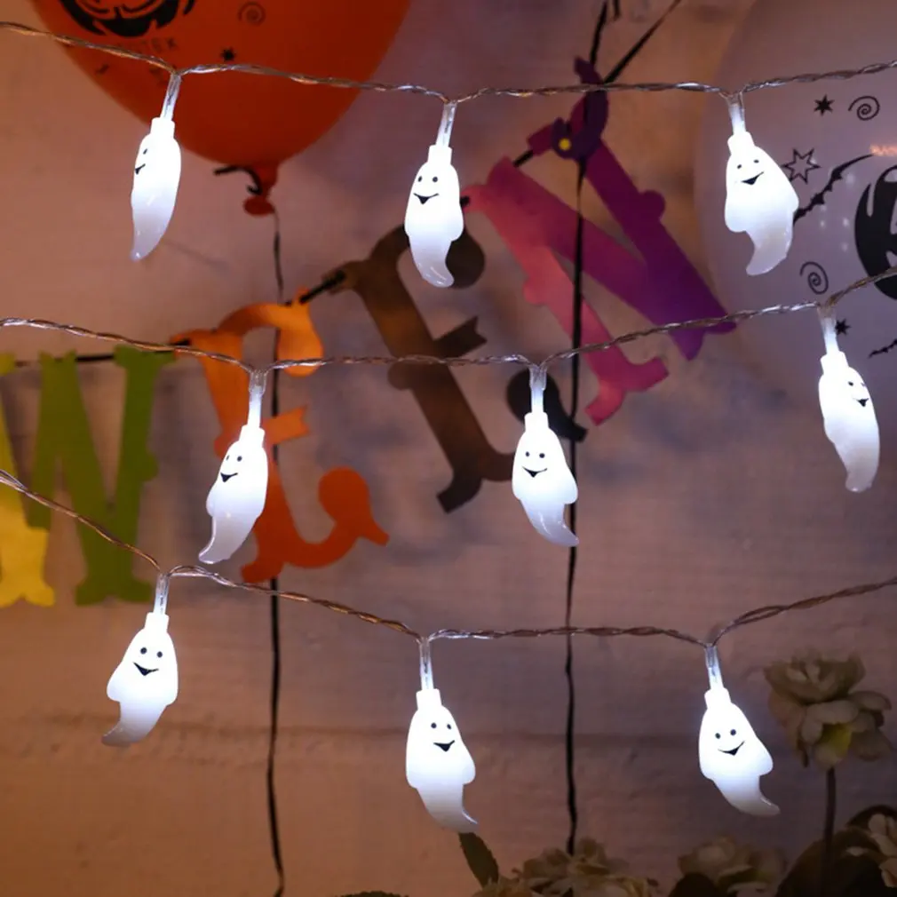 Милый Хэллоуин Светодиодный свет шнура Призрак Череп декоративные огни Фея светодиодный гирлянда для наружной и внутренней подсветки