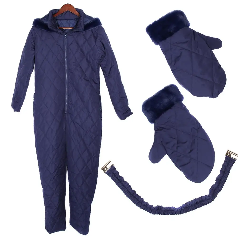 Новинка, Модный женский зимний теплый зимний комбинезон, спортивный лыжный костюм на молнии, водонепроницаемый плотный однотонный комбинезон с капюшоном - Цвет: Синий