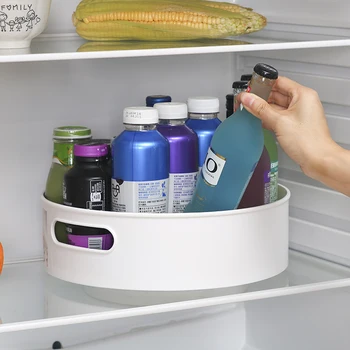 

kitchen storage tray Multi-function non-slip plastic 360 rotating storage tray for jar cosmetics Organizer rangement cuisine
