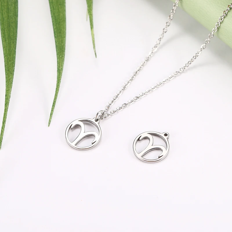 Teamer 12pcs Zodiac Floating Charms Stainless Steel Constellation Pendants