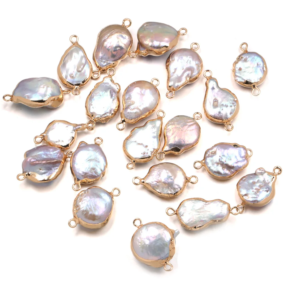 

5Pcs Purple Irregular Phnom Penh Natural Freshwater Pearl Connector Pendants for Necklace DIY Bracelet Jewelry 15x25-18x30mm