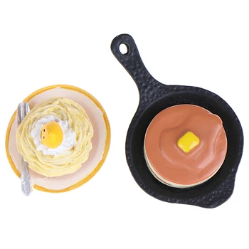 

Simulation Coffee Cake Pan Cake Food Dessert Miniature Figurine Pretend play Kitchen Toy Doll House DIY Accessories Baby Gift