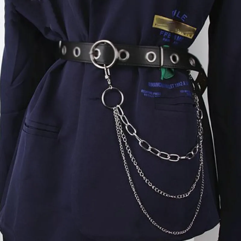 

Punk Hip Hop Metal Pants Waist Belt Chain Men Women Key Chain Big Ring Keychain Jeans Fashion Decoration Jewelry Gift