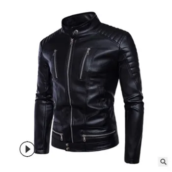 

Punk Men's Motorcycle Multi-Zip Leather Moto Leather Jacket Outdoor riding motorcycle leather Street Biker Leather