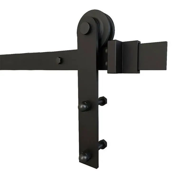

Sliding Barn Wood Door Hardware Track Rollers Kits I Shape Hangers Surface Black