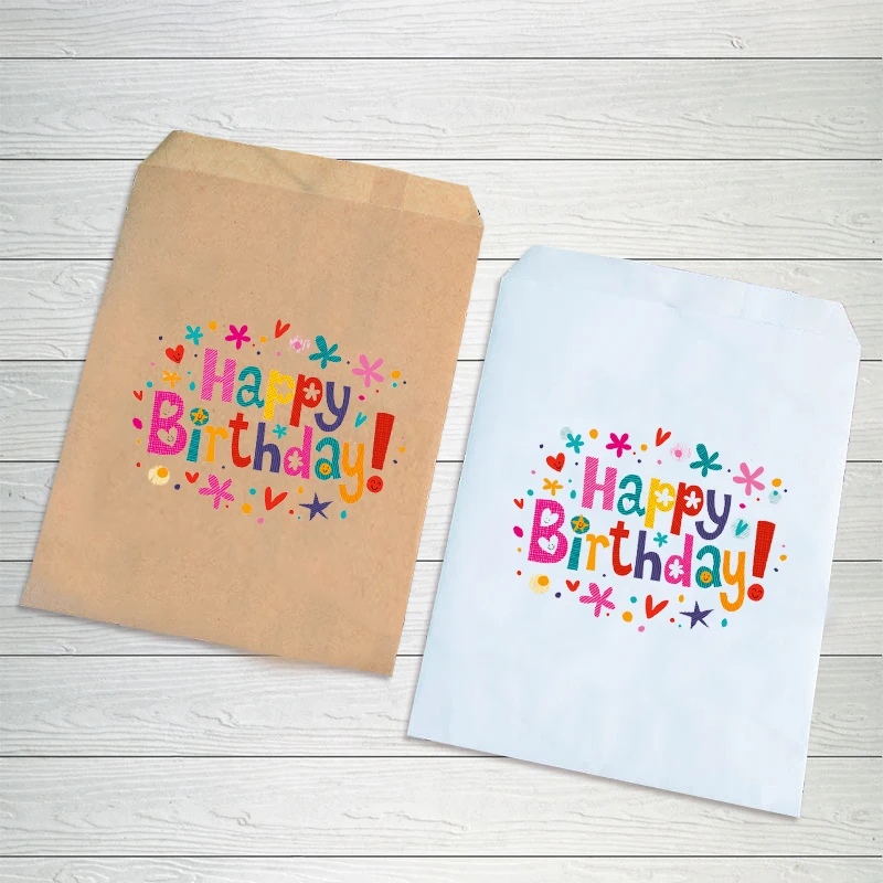 20 шт крафт-бумага с днем рождения, подарочные пакеты для детского дня рождения, декоративные сладости, попкорн, буфет, подарочная сумка - Цвет: size-13cmx18cm