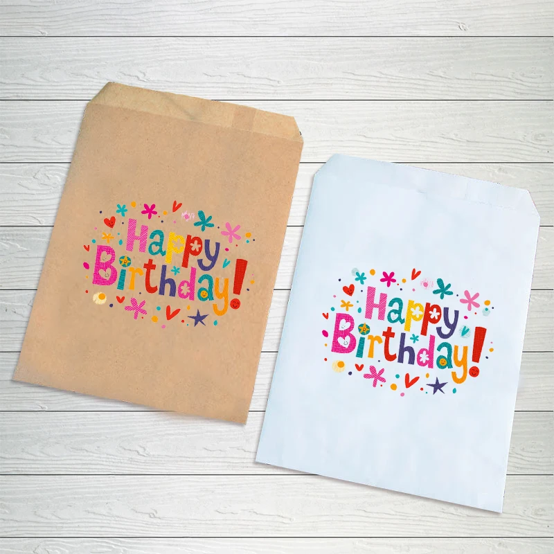 size-13cmx18cm 20 шт крафт-бумага с днем рождения, подарочные пакеты для детского дня рождения, декоративные сладости, попкорн, буфет, подарочная сумка - Цвет: size-13cmx18cm