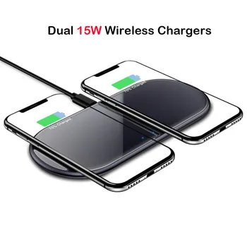 

Smartphone Dual 15W Wireless Chargers For iPhone 11 pro 8Plus X XR XS MAX Phone Charger Charging Station For Samsung S9 S10 S7
