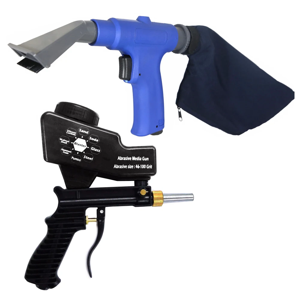

2 in 1 Set Portable Air Vacuum Blower Suction Gun Sand Blaster Pneumatic Spray Gun Set Cleaner Sand-blasting with Accessorries