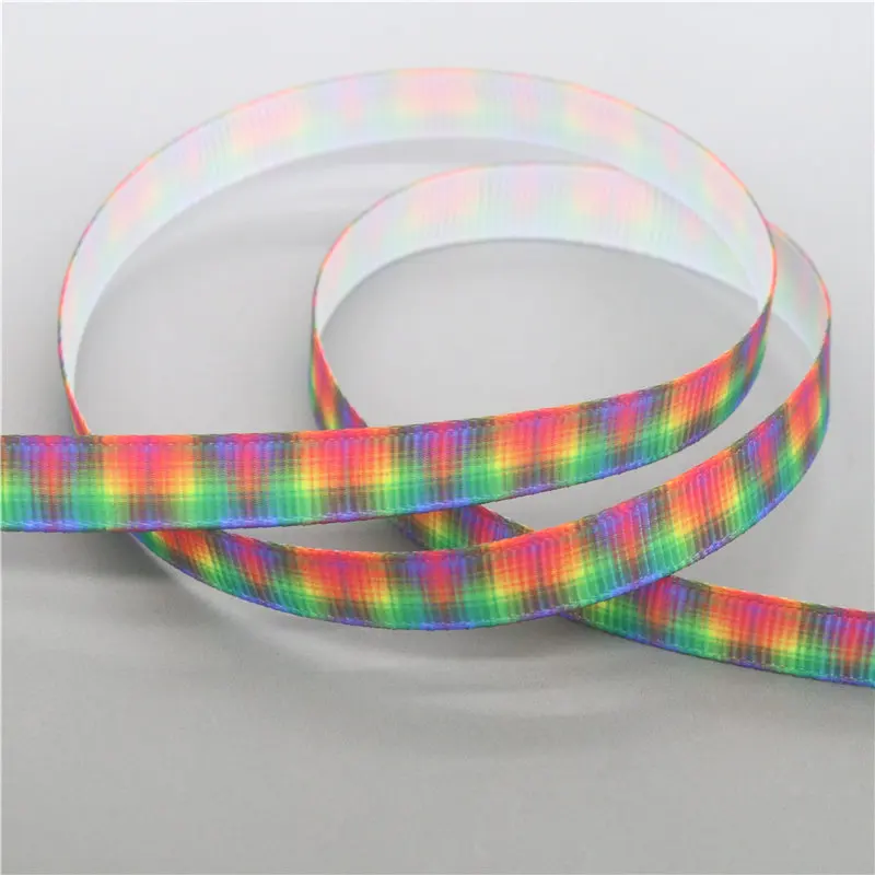 DHK 3/8'' 5yards Plaid Grid printed grosgrain ribbon Accessory hairbow headwear DIY decoration 9mm C1868
