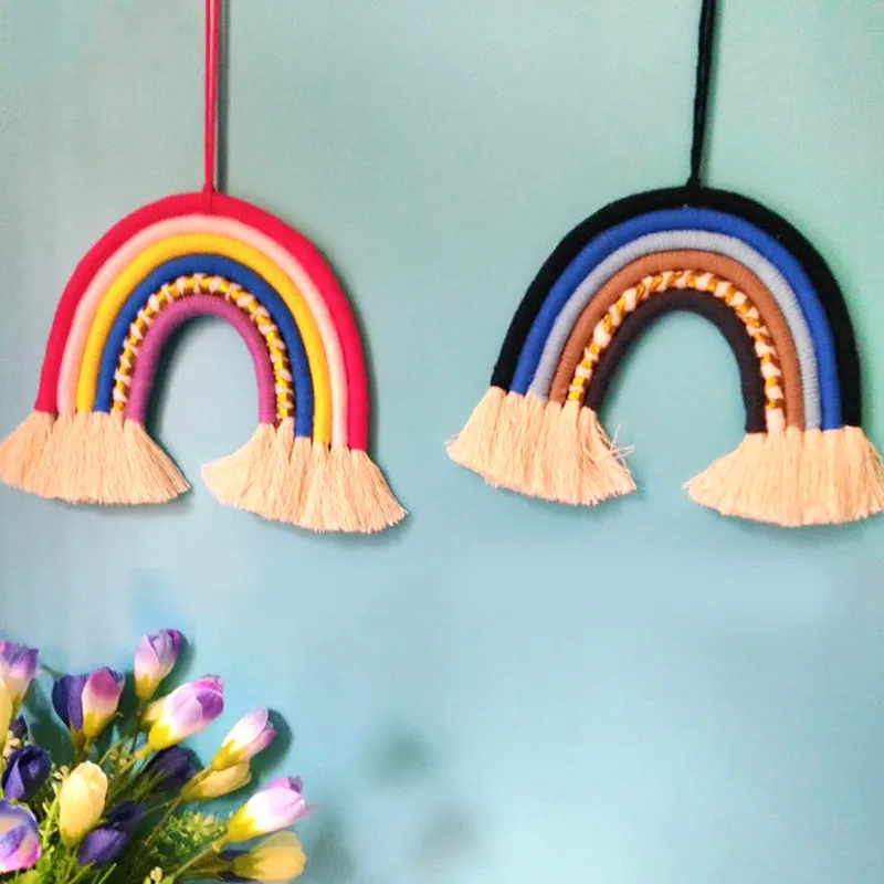 

DIY Hanging Handmade Weaving Ornament Rainbow Nordic Baby Kids Room Wall Decor Nursery Wall hanging Home Decor Accessories