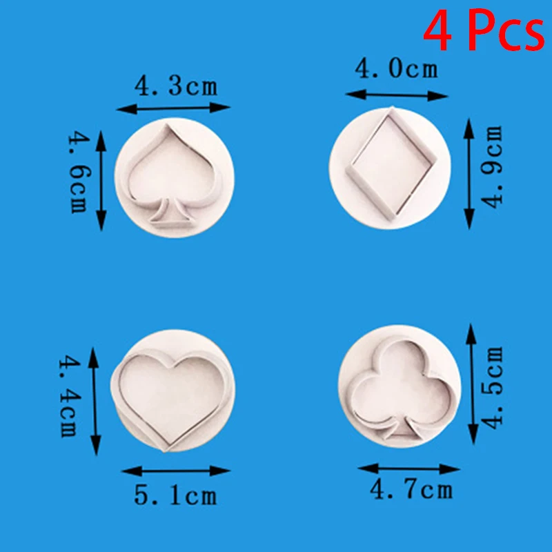 4 шт./компл. карточка для покера форма для печенья 3D формы для торта хлебное печенье резак кухня свадебные Инструменты для выпечки - Color: Pink
