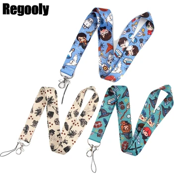 

10pcs Magical school Neck keychain necklace webbings ribbons Cartoon Neck Strap Lanyard ID badge holder Keychain Lanyards gifts